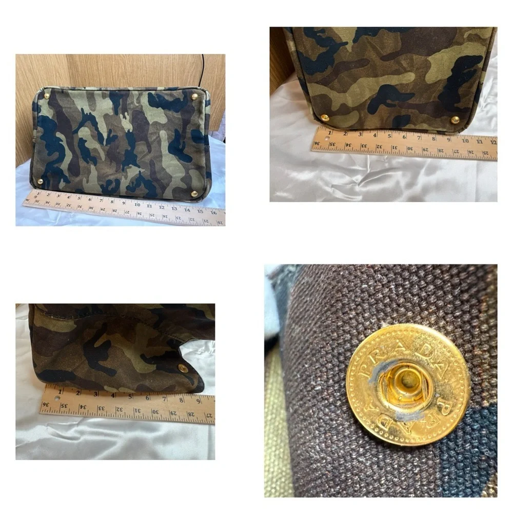 Prada Camo Canvas Tote Bag Structured Everyday Carry All - Picture 6 of 11
